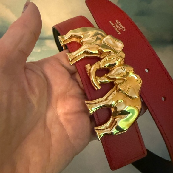 Hermès elephant reversible red and black belt - Picture 10 of 10